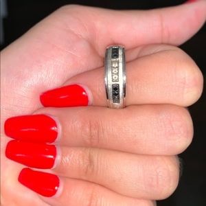 10K White Gold Black and White Diamond Ring